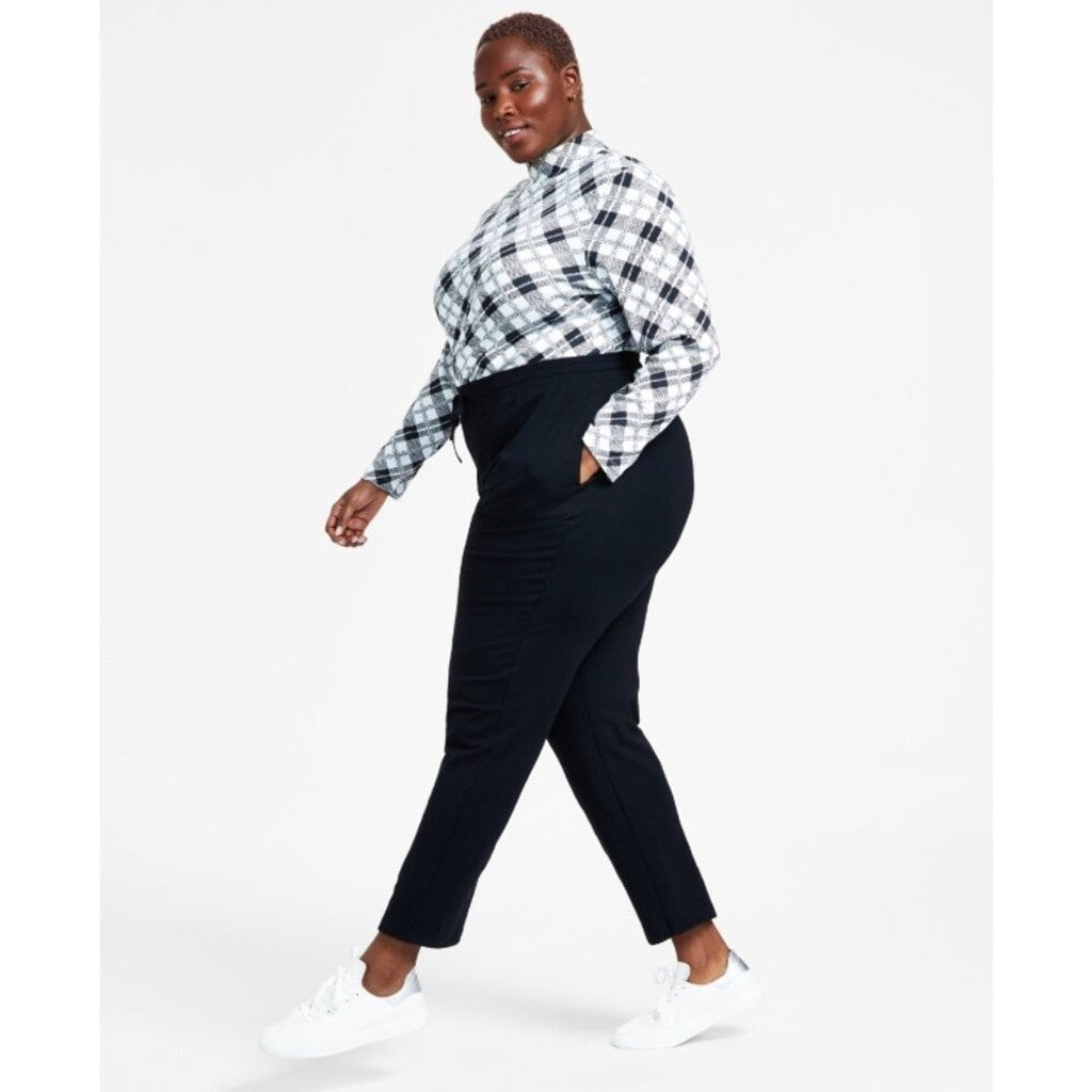 Karen Scott Plus Size 0X Black Knit Drawstring Sweat Pants / Joggers NWT