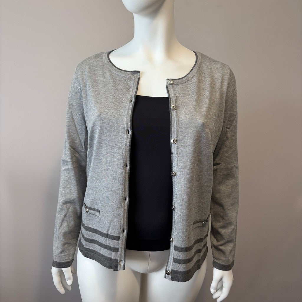 Karen Scott Women's Size Extra Large Gray Button-Down Knit Cardigan NWT