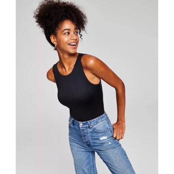 And Now This Plus Size 1X Black Sleeveless High Neck Bodysuit NWT