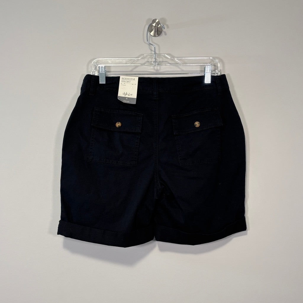 Style & Co. Women's Size 12 Black Rolled Cuff Casual Bermuda Shorts NWT