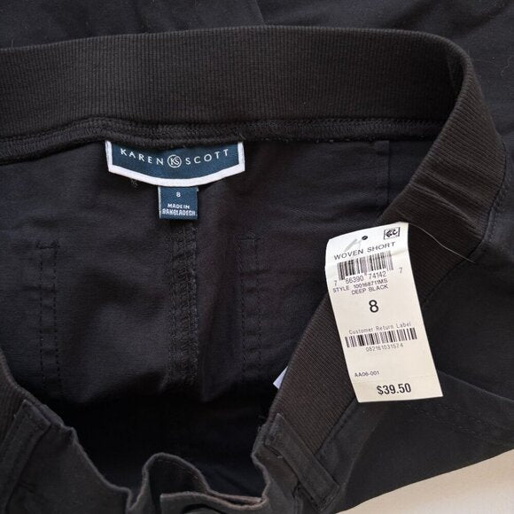 Karen Scott Women's Mid Rise Stretch-Waist Black Casual Shorts NWT
