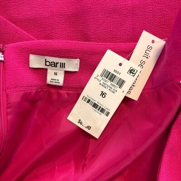 Bar III Women's Textured Hot Pink Crepe Pencil Mini Skirt NWT.