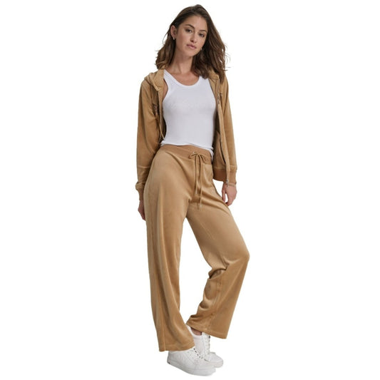 DKNY Jeans Women's Size Medium Petite Brown / Tan Pull-On Velour Pants NWT