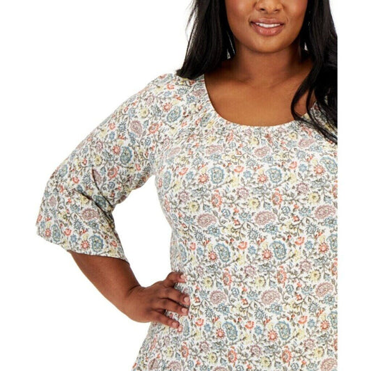 Style & Co. Plus Size Floral Printed On-Off Top NWT