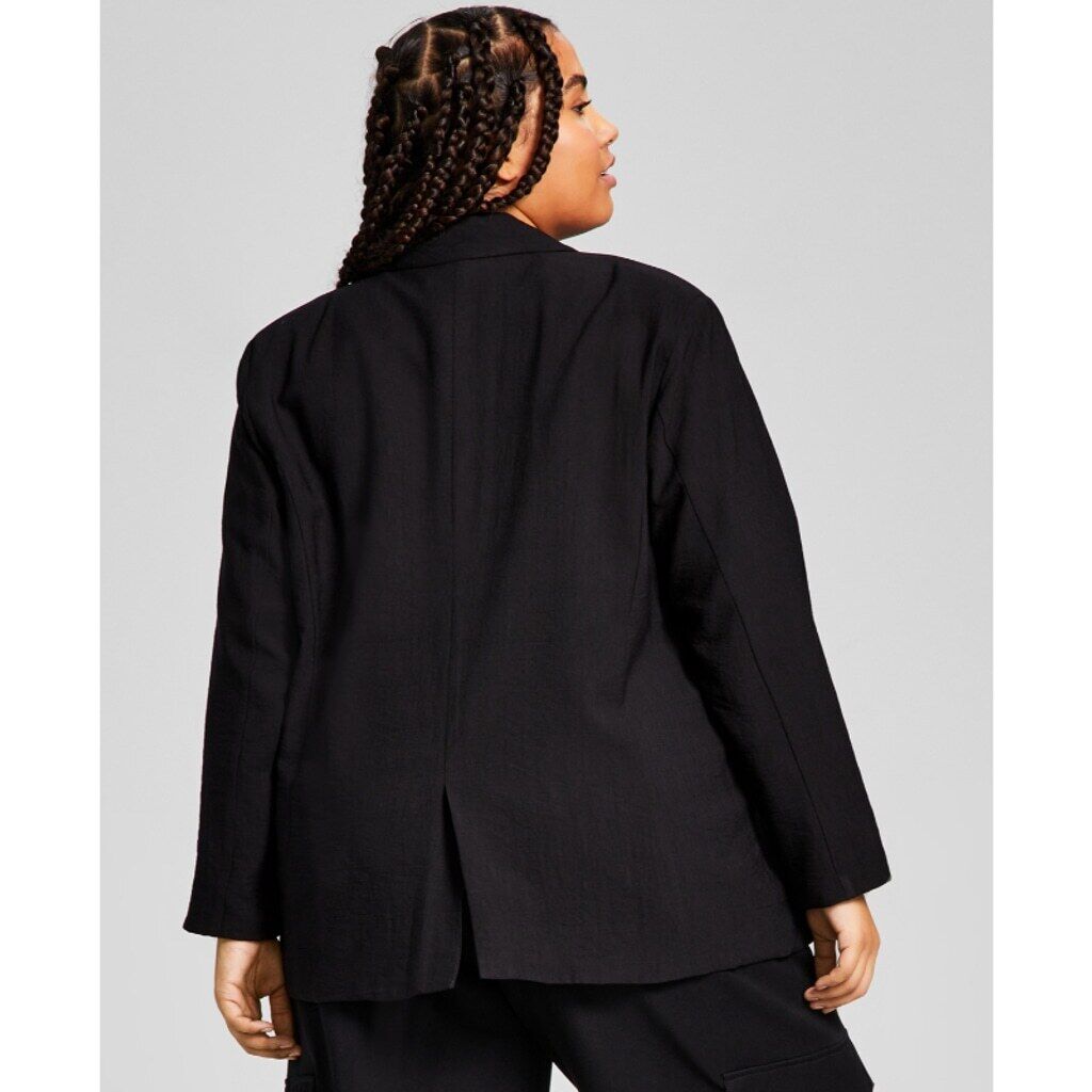 And Now This Plus Size 1X Black Oversized Button-Front Blazer NWT
