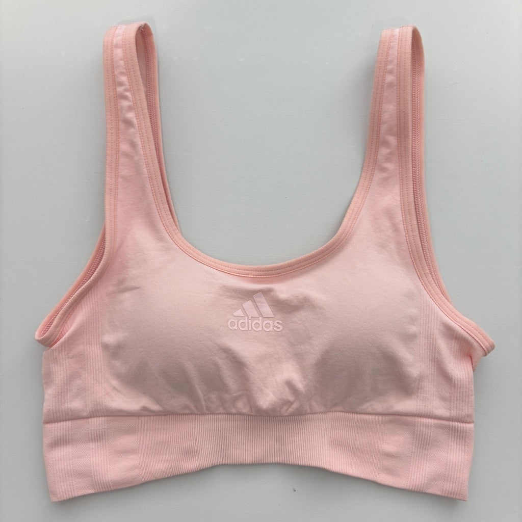 Adidas Women's Size XS Light Pink Seamless Scoop Medium Impact Lounge Bra NWT