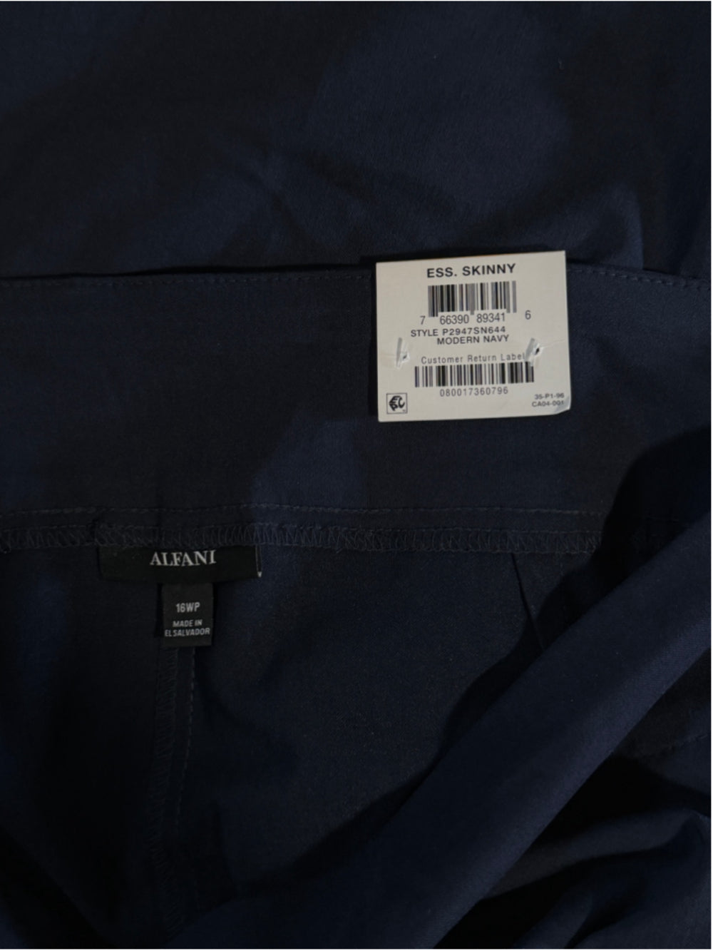 Alfani 16W Petite Skinny Tummy Control Navy Pull-On Dress Pants NWT