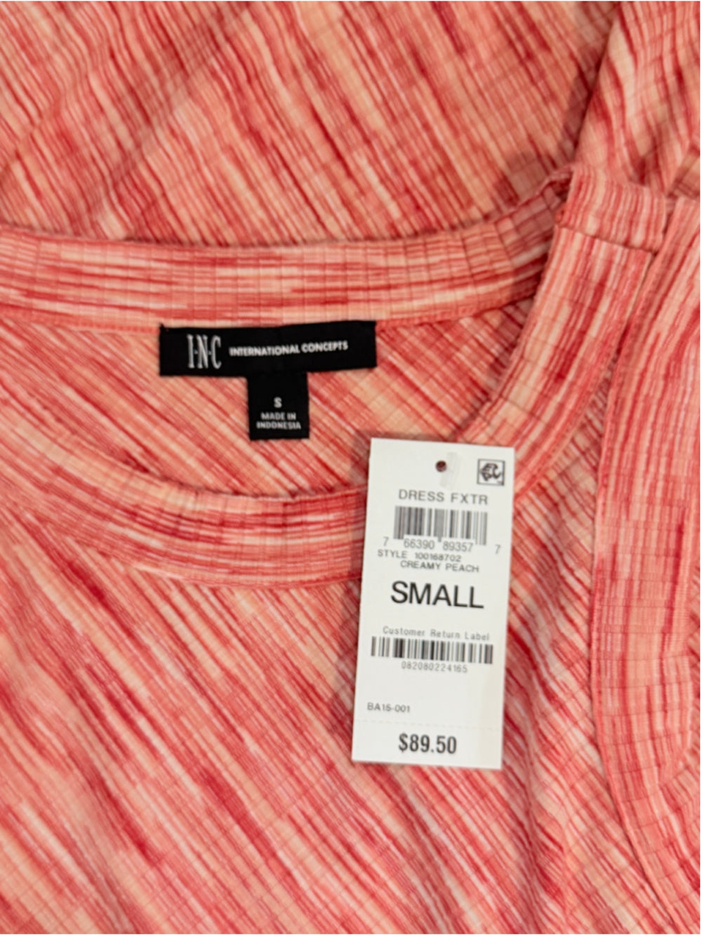 INC International Concepts Women's Small Peach Ribbed Midi Dress NWT