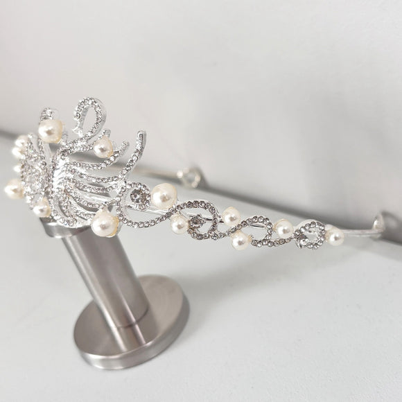 Pair of Swans Crystal & Pearl Tiara / Crown - Hair Accessory NWT