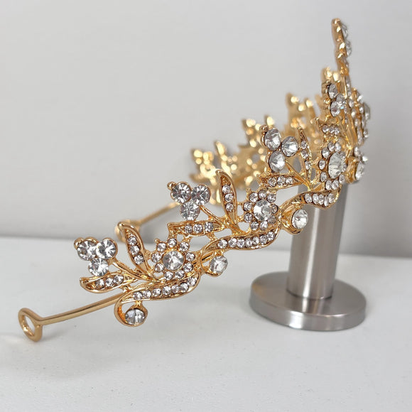 Gold Color with Crystal Rhinestone Diadem Crown / Tiara / Hair Accessory NWT