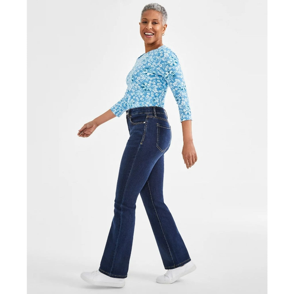 Style & Co. Size 12 Petite Dark Blue Mid-Rise Curvy Bootcut Jeans NWT
