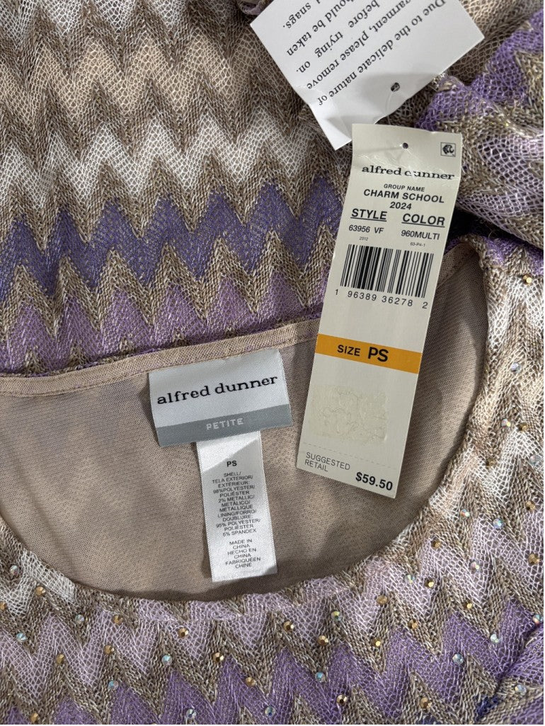 Alfred Dunner Size Small Petite Metallic Chevron Sparkle Embellished Top NWT