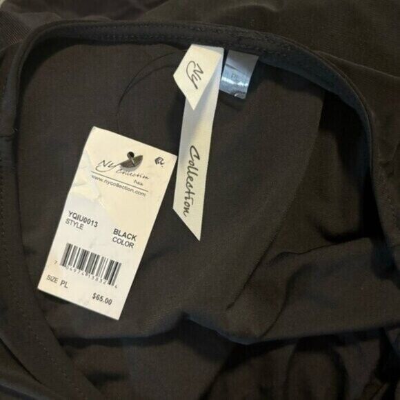 NY Collection Petite 3/4 Sleeve Belted Wide Leg Black Jumpsuit NWT