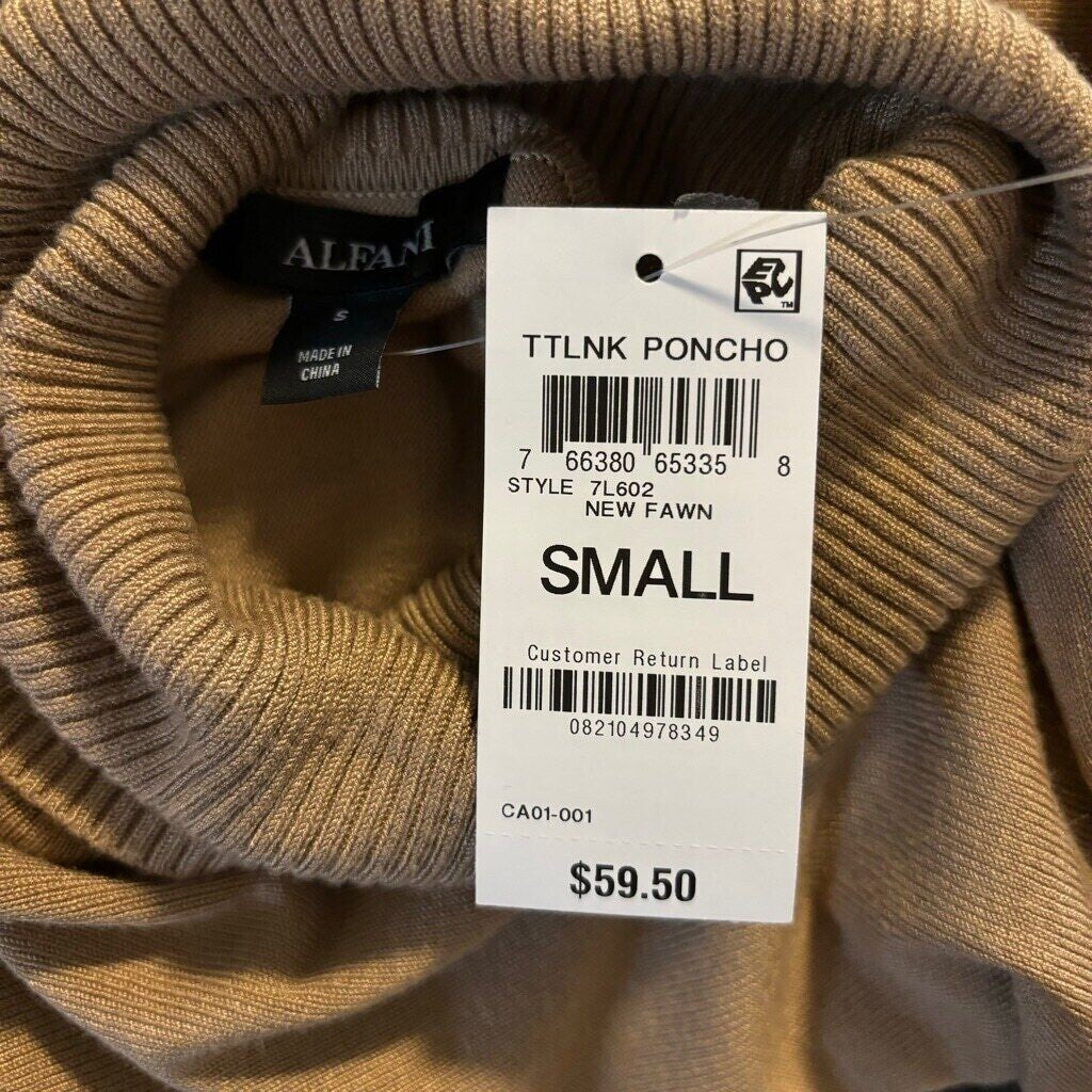 Alfani Beige Turtleneck Poncho Long Sleeved Sweater NWT