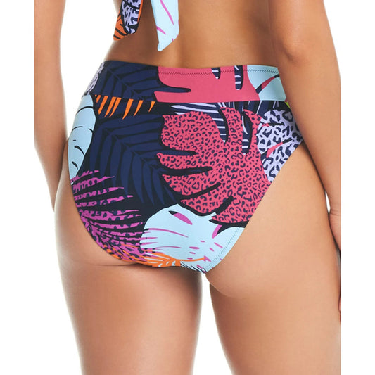 Bar III Women's XL Multicolor Palm Prowl High Leg Bikini Bottoms NWT