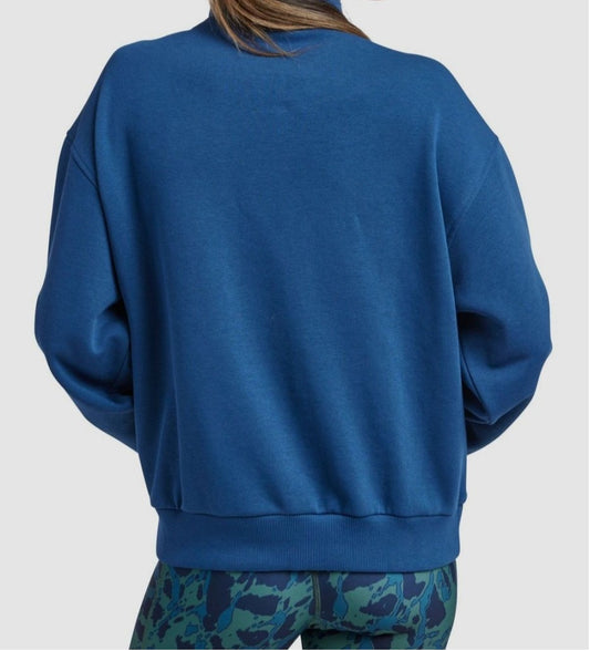 Reebok Women's XS 1/4 100% Cotton Pullover Sweatshirt Navy Blue NWT