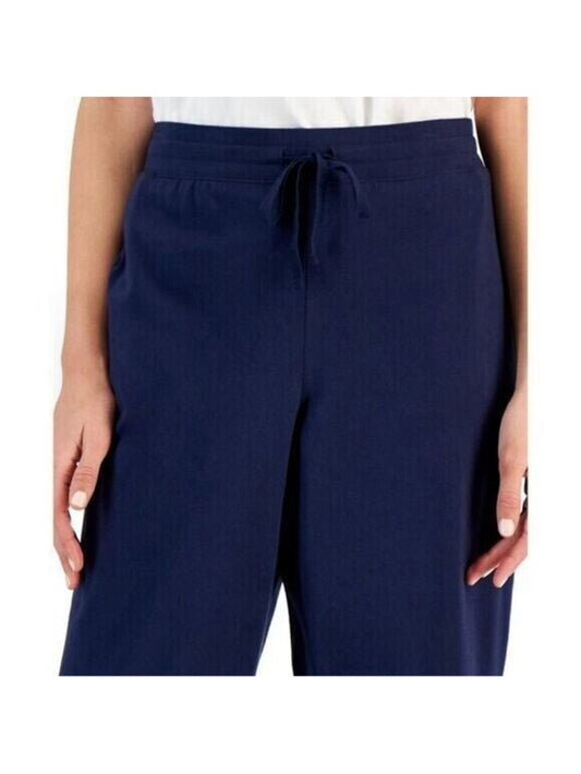 Karen Scott Small Knit Capri Pull on Navy Blue Capri Jogger / Sweat Pants NWT