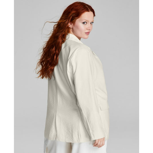 And Now This Women's Plus Size 2X Oversized Cream Button-Front Blazer NWT