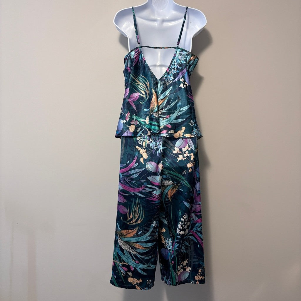 Linea Donatella Women's Turquoise 2-Pc. Cropped Satin Pajamas Set NWT