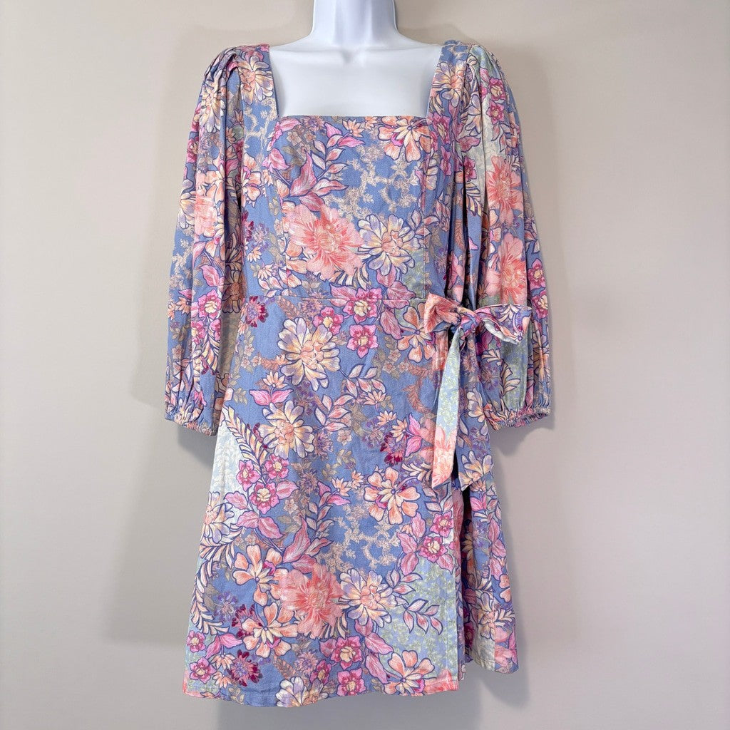Vince Camuto Women's Size 8 Purple & Pink Floral Puff Sleeve Mini Dress NWT