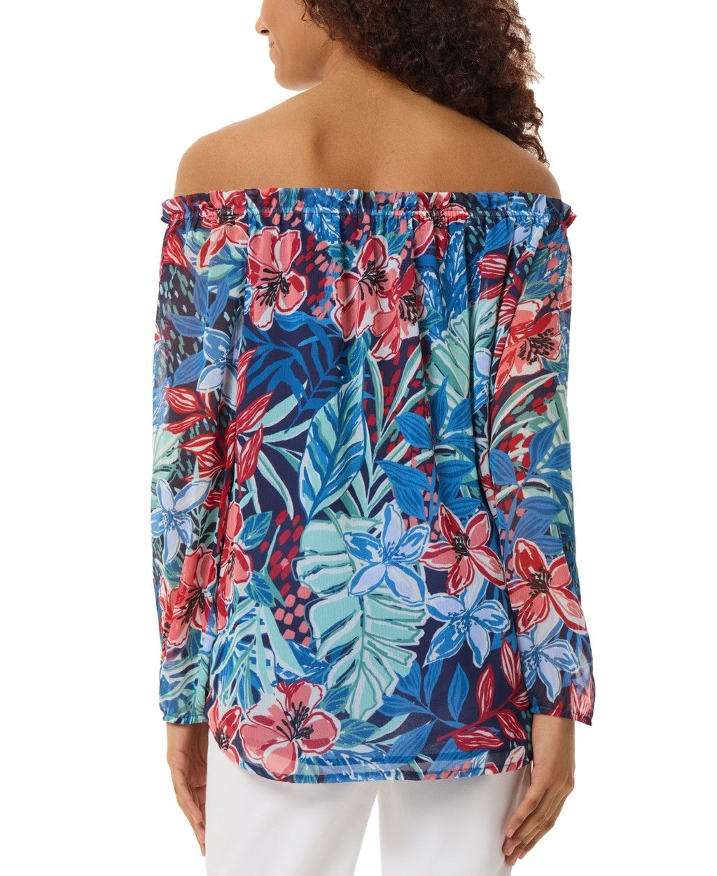 Jones New York Women's Size Extra Large Floral Printed Smocked-Neck Blouse NWT
