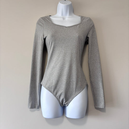 SHEIN Basics Women's Extra Small Gray Square Neck Slim Fit Tee Bodysuit NIB