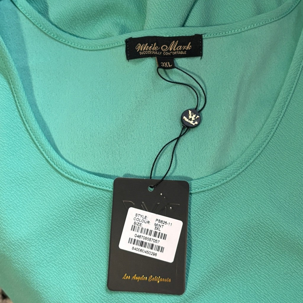 White Mark Plus Size 3XL Mint Green Fit and Flare / Skater Dress Knee Length NWT