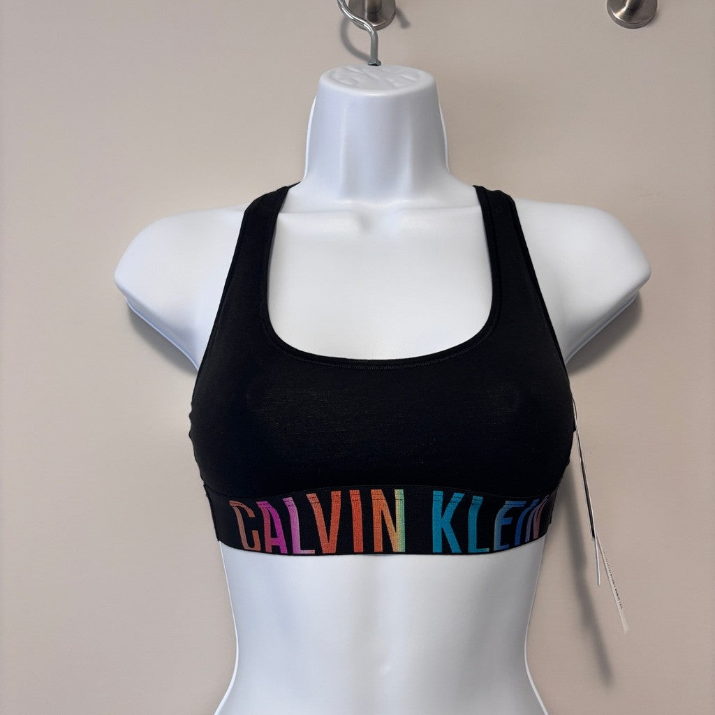 Calvin Klein Women's Small Black Logo Racerback Unlined Bra / Bralette NWT