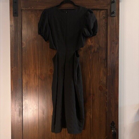 And Now This Women's Size Extra Small Black Puff-Sleeve Cutout Midi Dress NWT