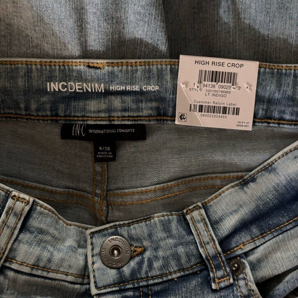 I.N.C. International Concepts Women's High Rise Cropped Frayed Hem Jeans NWT