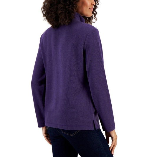 Karen Scott Women's Extra Large Purple Half-Zip Pull-Over Sweater NWT