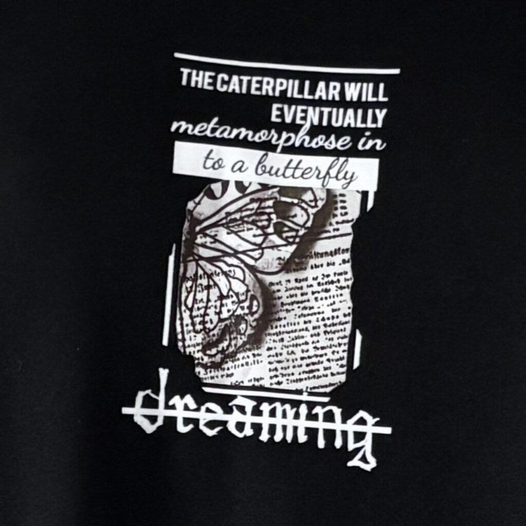 SHEIN Women's Medium Black Graphic Short Sleeve Tee Shirt "Dreaming" Print NIB