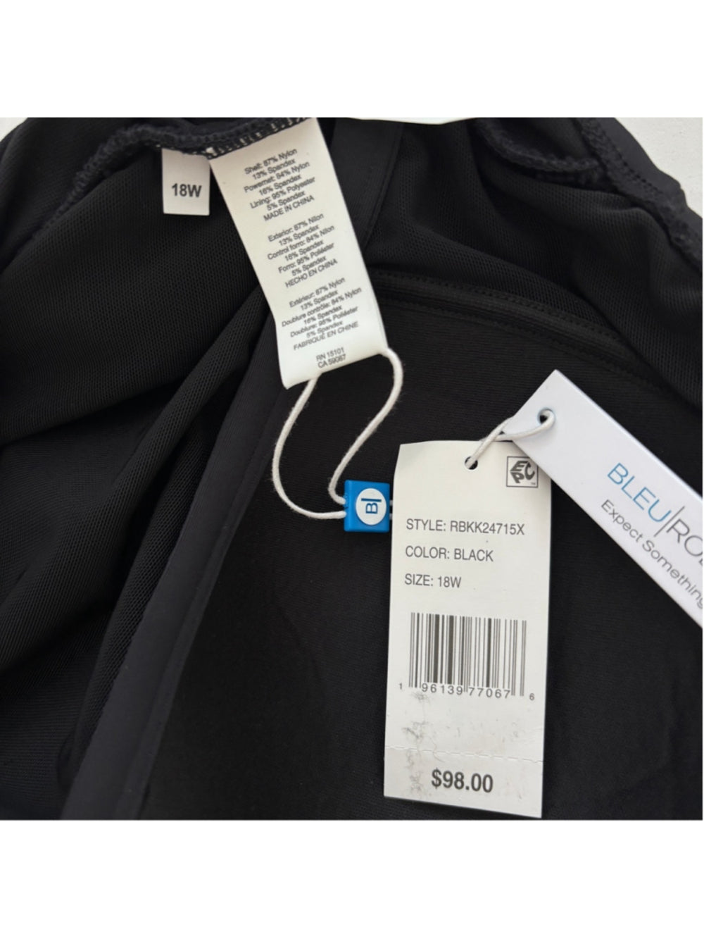 Bleu by Rod Beattie Women's 18W Plus Size Black Ruched One-Piece Swimsuit NWT