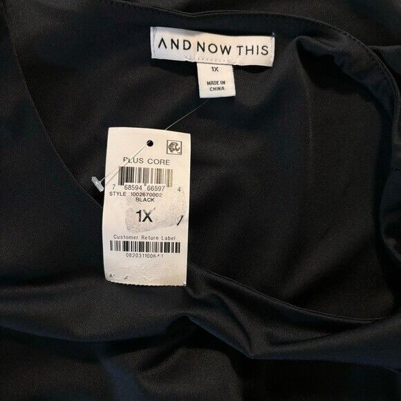 And Now This Plus Size 1X Black Sleeveless High Neck Bodysuit NWT