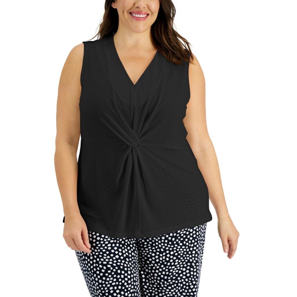 Alfani Women's Plus Size 2X Black Twisted Tank Top / Blouse NWT