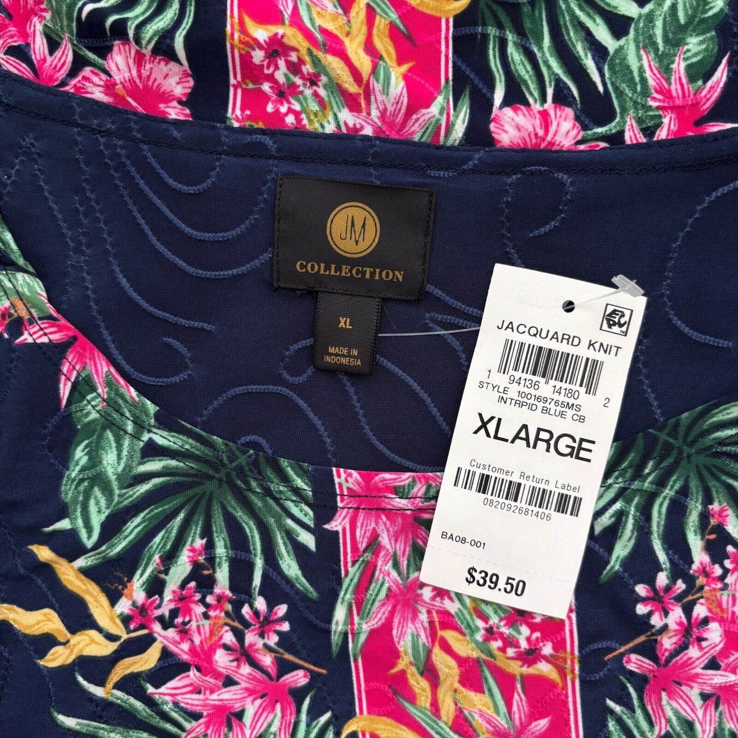 JM Collection Women's Tropical Runway Jacquard Tunic Top NWT