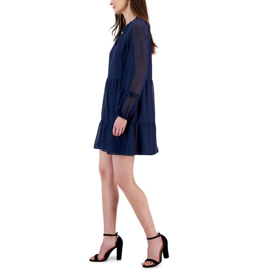 I.N.C. International Concepts Women's M Metallic-Striped Chiffon Minidress NWT