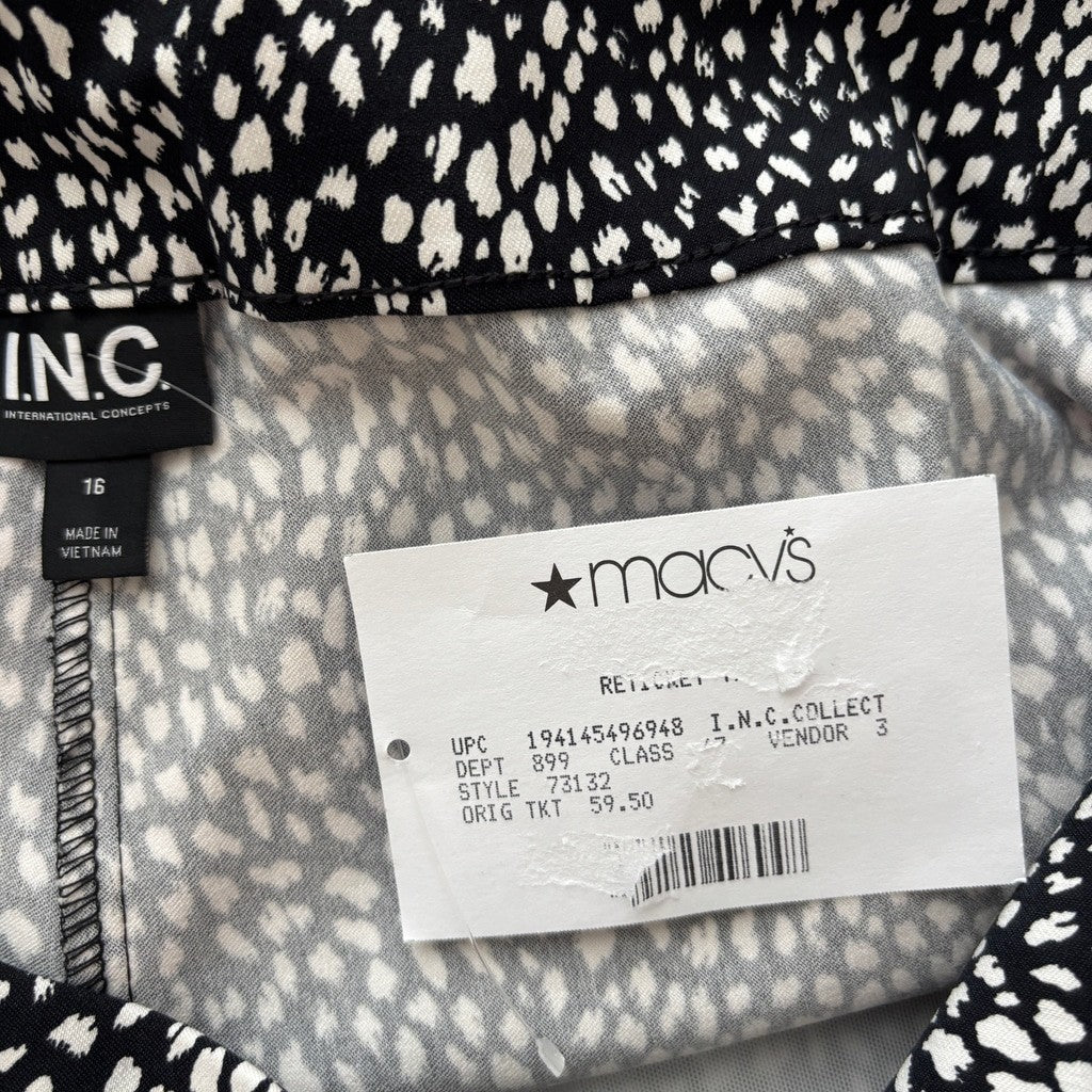 INC International Concepts Plus Size 16 Black & White Printed Capri Pants NWT