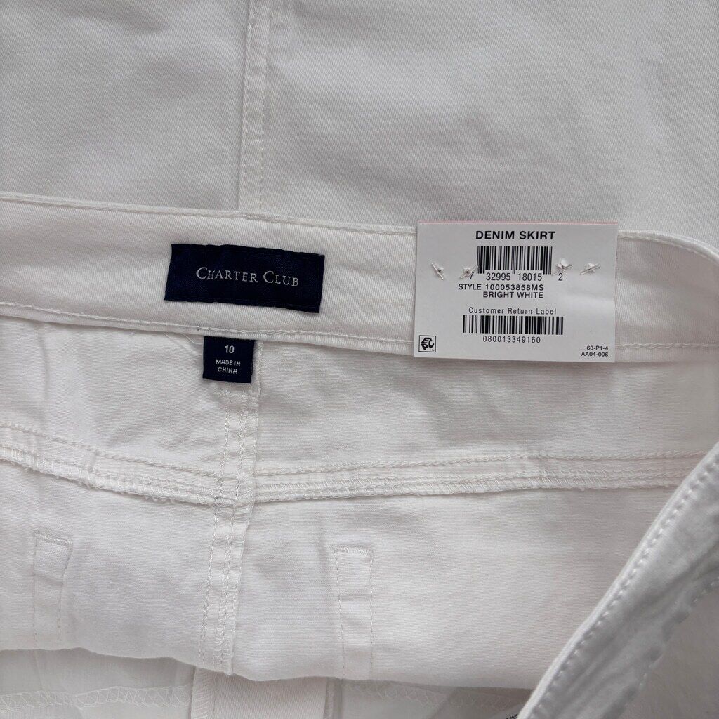Charter Club Women's 10 White Denim Tummy Control Skirt NWT