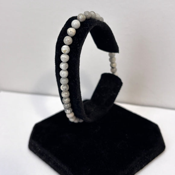 4mm Map Stone Stretchy Gemstone Beaded Bracelet / Jewelry NWT