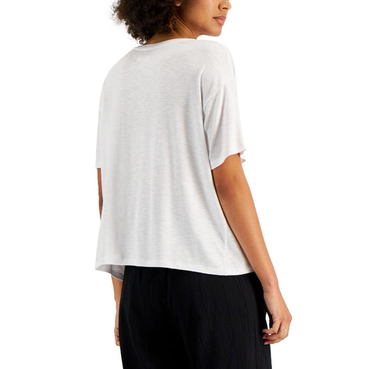 Style & Co. Women's Extra Large White Drapey V-Neck Short Sleeve T-Shirt NWT