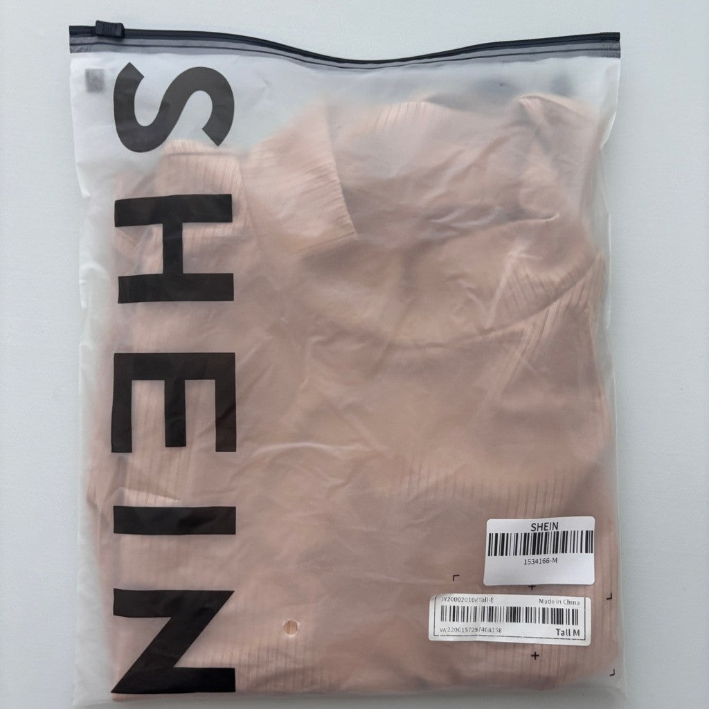 Shein Women's Size Medium Beige Brown Sleeveless Ribbed Bodysuit NIB