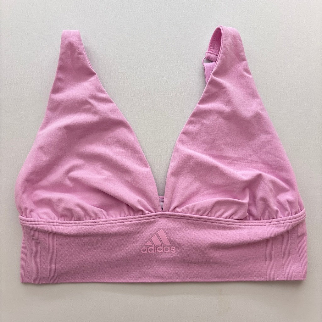 Adidas Women's Large Pink Longline Plunge Light Support Bra NWT