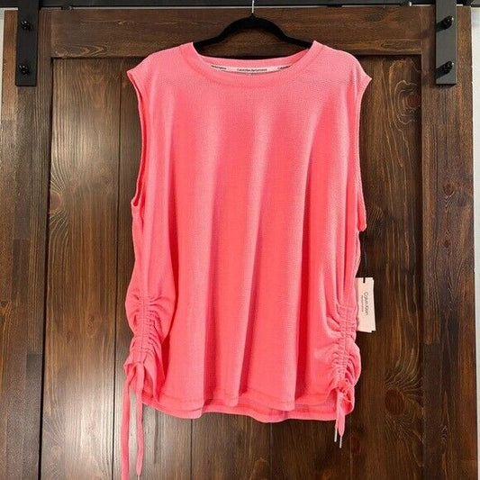 CALVIN KLEIN PERFORMANCE Plus Size Hot Pink Tie-Hem Tank Top NWT