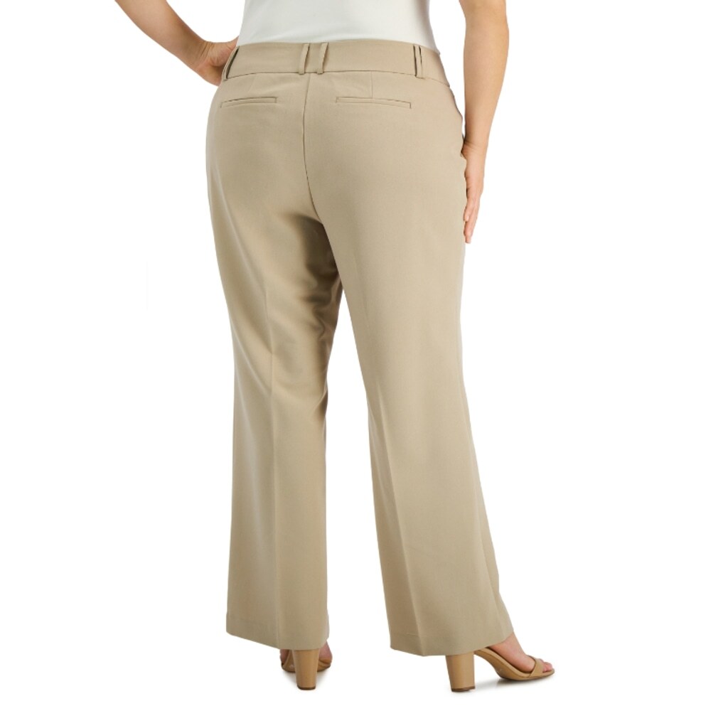 Alfani Women's Plus Size 24W Beige Curvy Bootcut Tummy-Control Dress Pants NWT