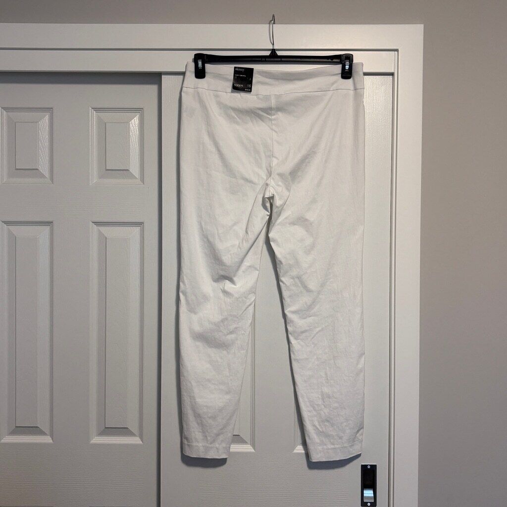 Alfani Women's 16 White Tummy-Control Pull On Skinny Dress Pants NWT
