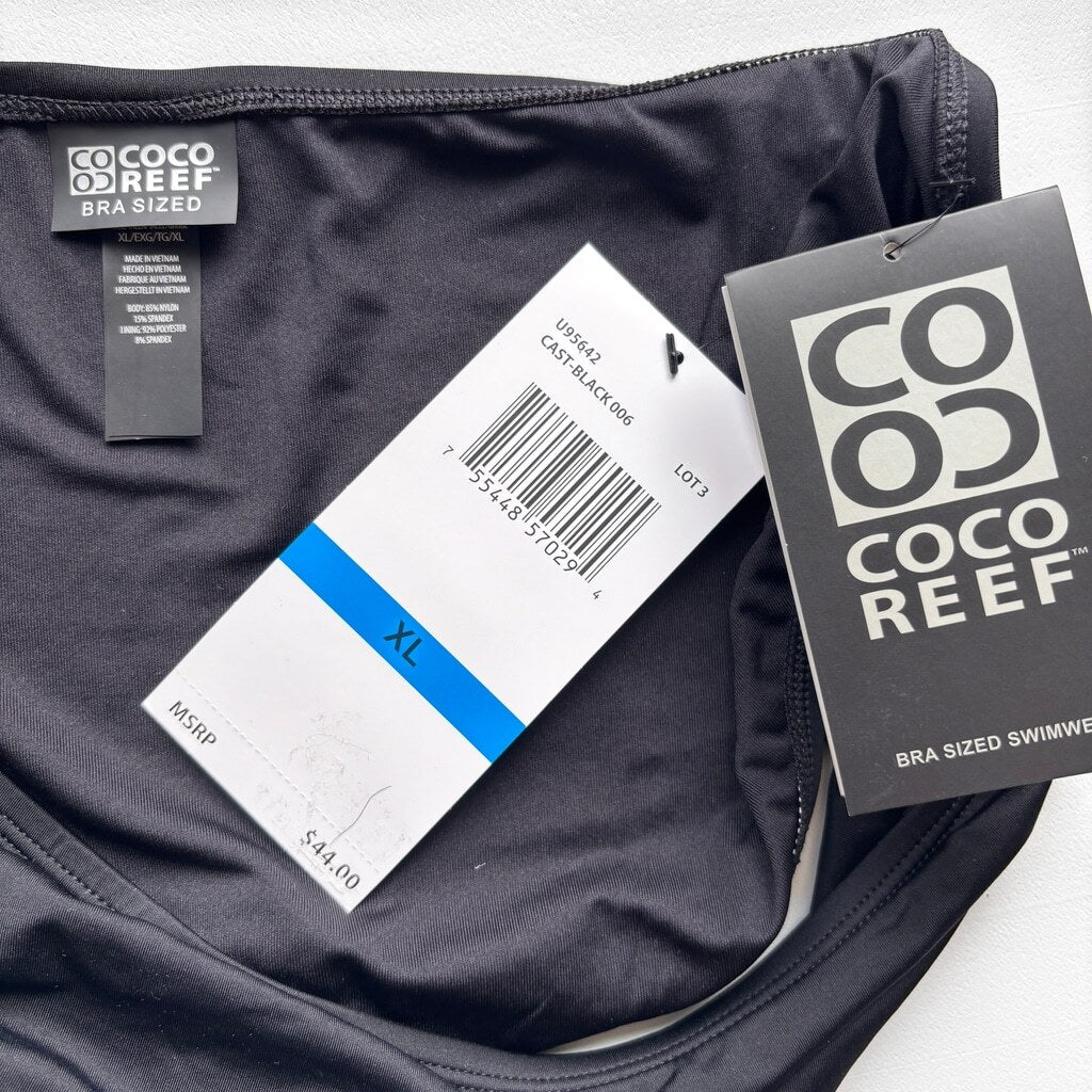 Coco Reef Women's Black Ruched Hipster Bikini Bottoms NWT