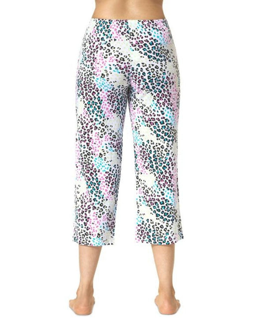 Hue Women's Size XL White & Colorful Leopard Print Capri Pajama Pants NWT