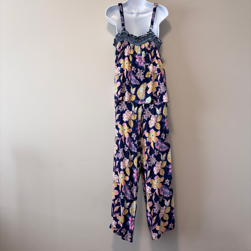 Roudelain Size Women's 2-Pc. Blue Smocked Cami & Pants Pajama Set NWT