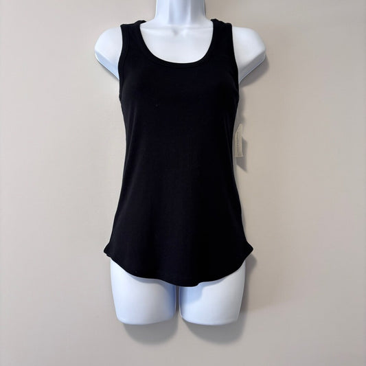 Charter Club Women's Extra Small Black 100% Cotton Scoop Neck Tank Top NWT